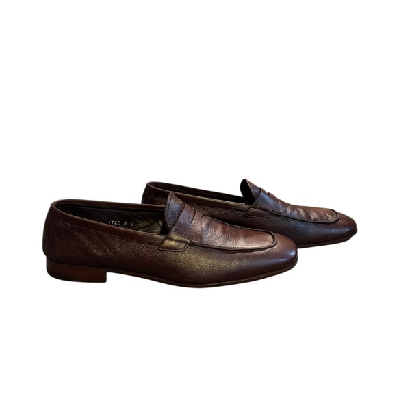 Prada Mens Classic Brown Leather Slip On Shoes